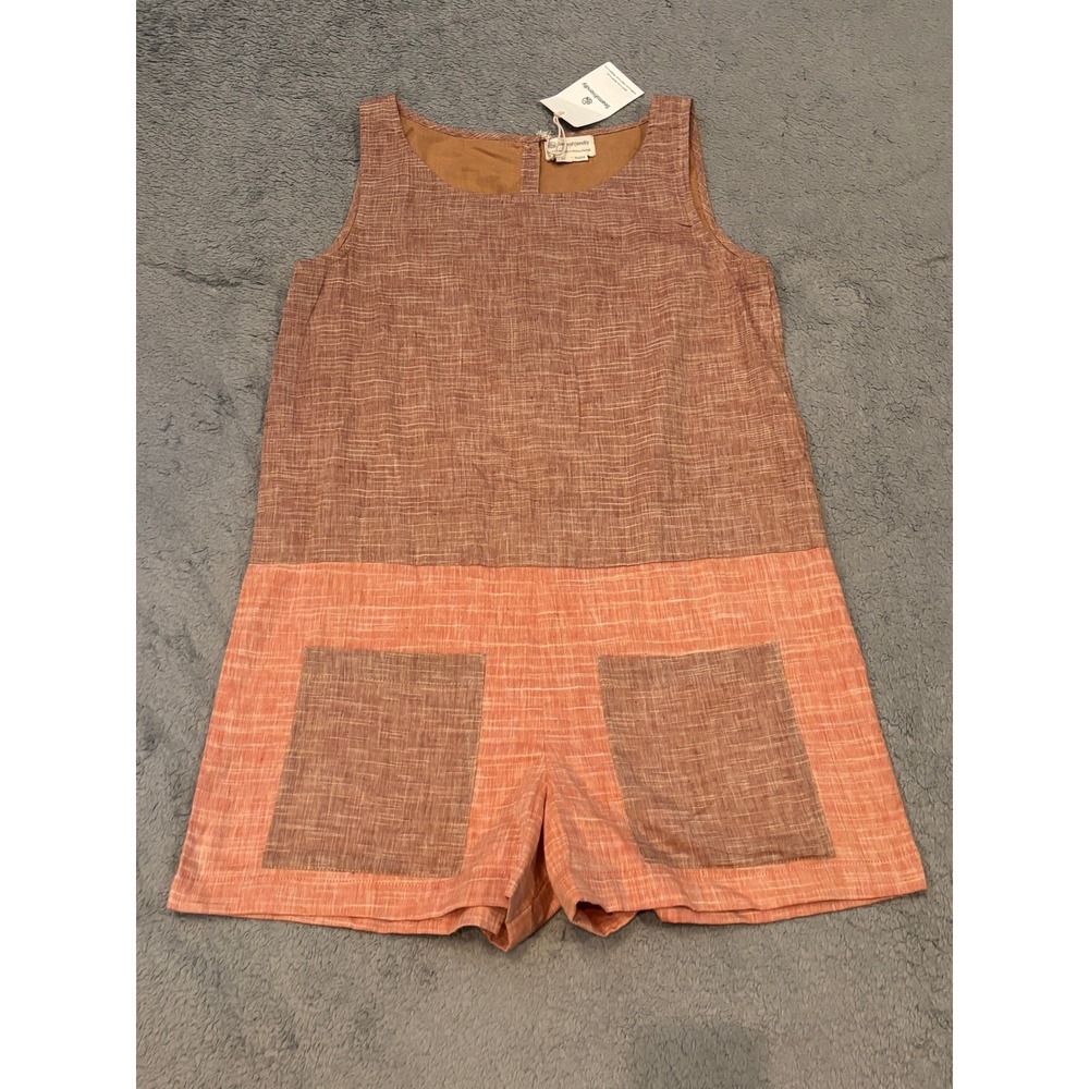 SeamsFriendly Two Tone Colorblock Romper Terracotta Coral Petite Sleeveless NWT